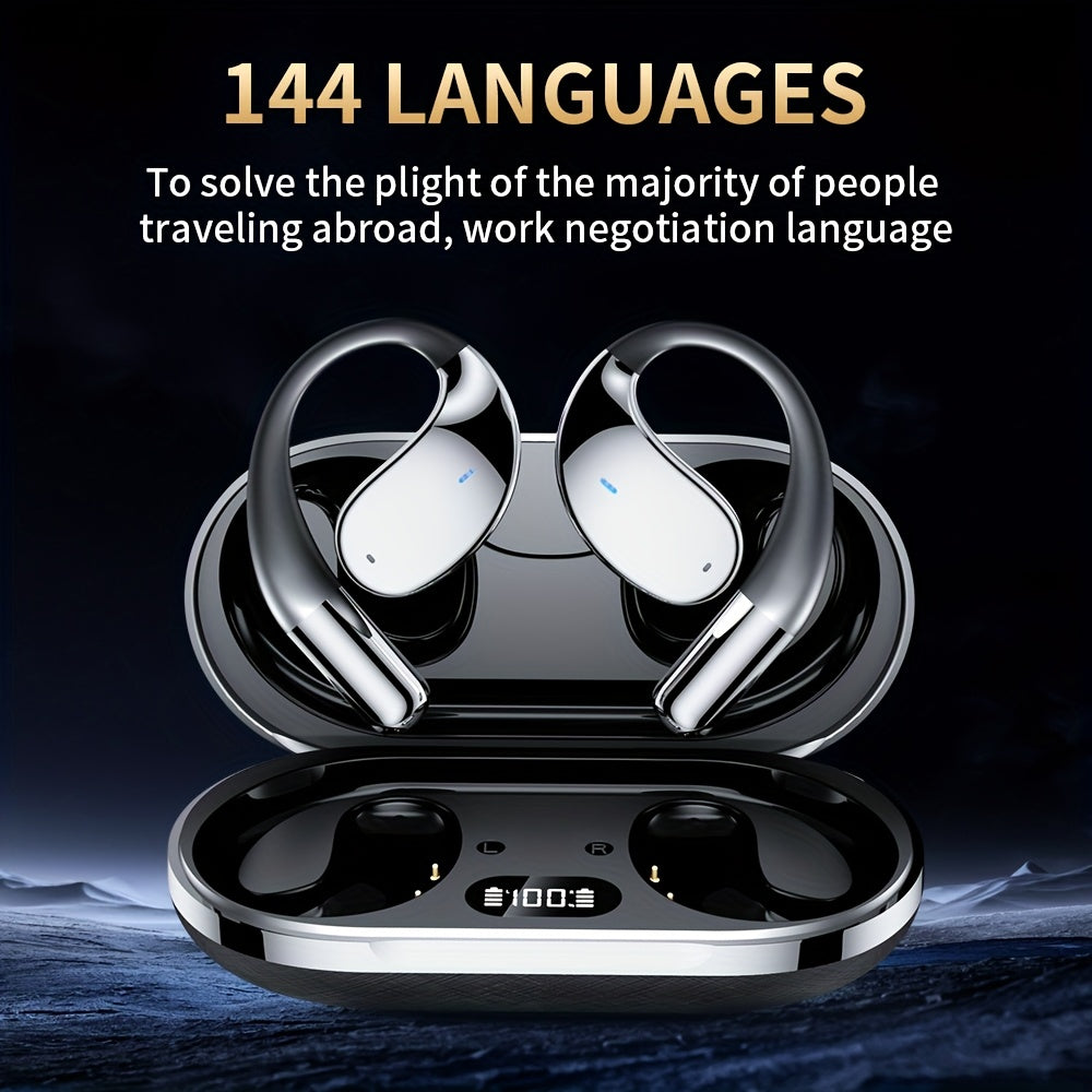 TEMU Ljx Translation Earphones, Bone Conduction Wireless Earphones, 144 Languages Real-time Translation, 6 Microphones Intelligent Noise Reduction,