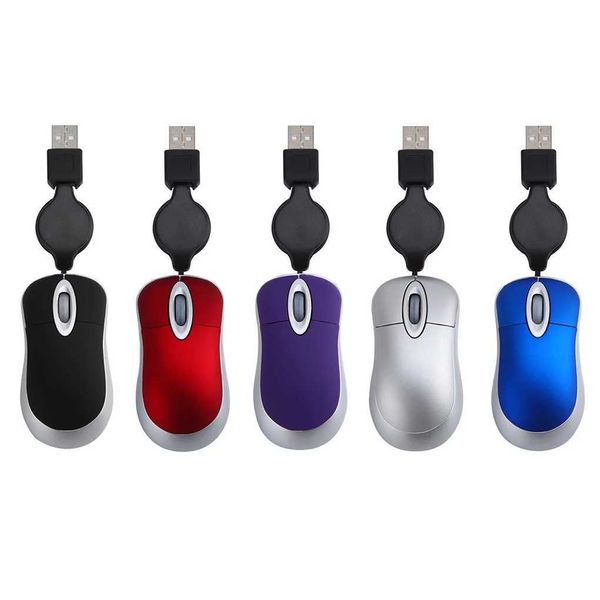 Optical Mini Retractable Mouse Portable Mini USB Wired Mouse Ergonomics Home Office Mice for Computer PC Laptop Y240820
