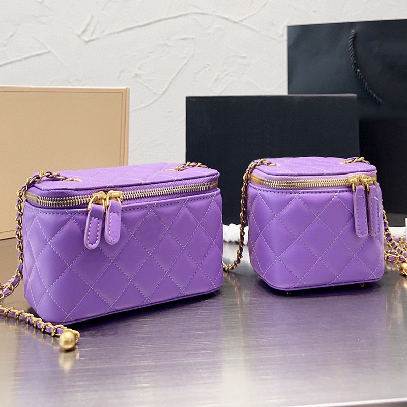 Design Makeup Leather Tote Two Size Wallets Black One Shoulder Diagonal Straddle Handbag Outdoor Shopping Girl Zero Wallet Chain Zipper Bag