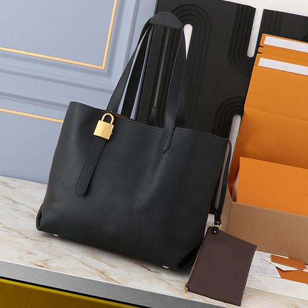 Designer suede leather tote handbags large capacity shopping shoulder bag zipper clutch wallet designer card holder purse gold lock buckle