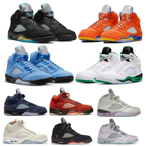 Jumpman 5 Basketball Shoes Jorden 5s Men Women UNC University Blue Aqua Craft Lucky Green Bean Burgundy Oreo 2023 Man Woman Sneakers