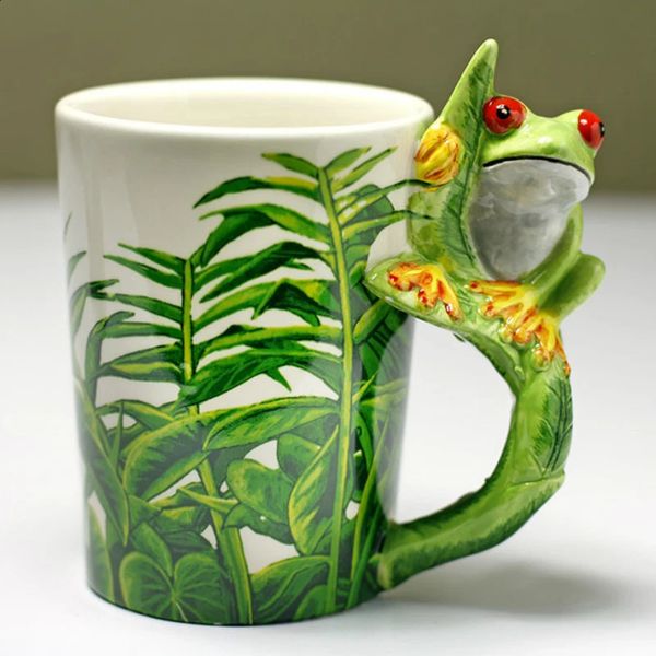 300ml Creative Frog Ceramic Mugs 3D Cartoon Cup Hand Drawn Animal Coffee Mug Gift Coffee Cup 240824