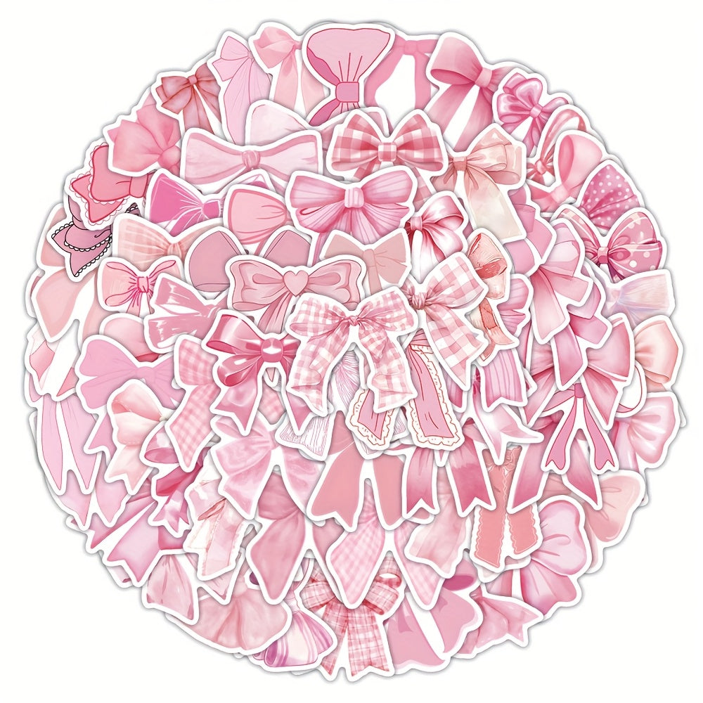 TEMU 103pcs Pink Bow Graffiti Stickers, Cute Cartoon Aesthetic Waterproof Vinyl Decals, Suitable For Water Bottles, Laptops, Phones, Skateboards,