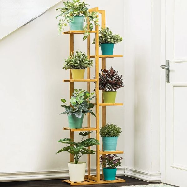 Storage Shelf Simple And Beautiful Plant Shelves Multi-layer Upright Bold And Thick Multi-colored Wood Shelf Flowerpot Stand