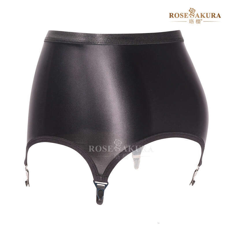 Rosesakura Oil Glossy Fabric Bodycon Skirt with Garter Belt Metal Gourd Buckle High-end Ultra-short Long Stockings Accessories 8315