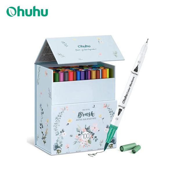 Art Ohuhu Markers Dual Tips e Marker Set WaterColor Pen Coloring Water Color Brush Fineer Painting Drawing School Supplies 240709 Markr St W