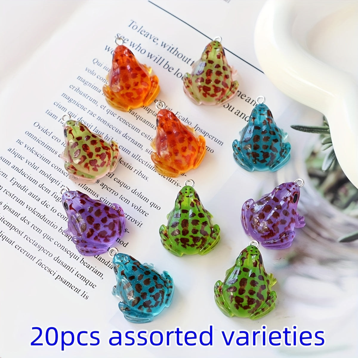 TEMU 20pcs Glowing 3d Frog Charms - Vibrant Resin Animal Pendants For Jewelry Making, Perfect For Bracelets, Necklaces, Earrings & Bag Accessories,