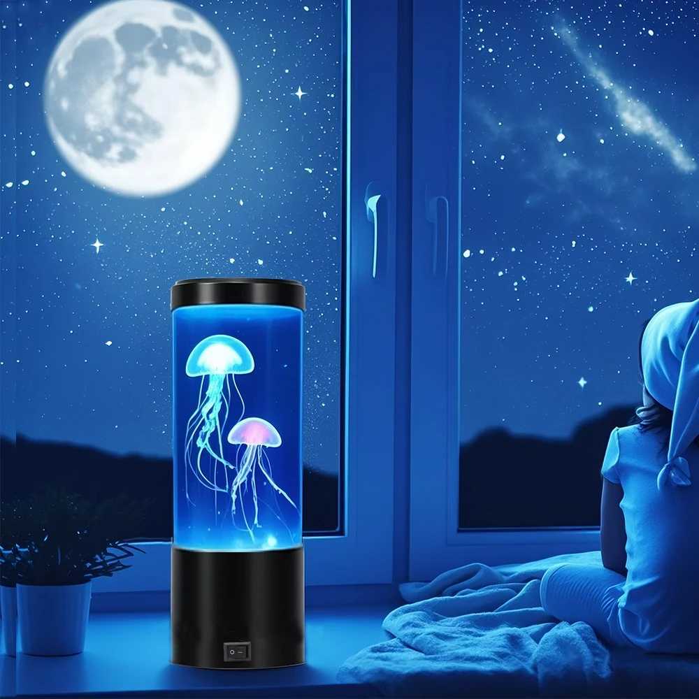 7 Colors LED Mood Lights Aquarium Ocean Night Lights with Jellyfish Lava Lamp for Home Bedroom Desktop Decoration Gift R250726