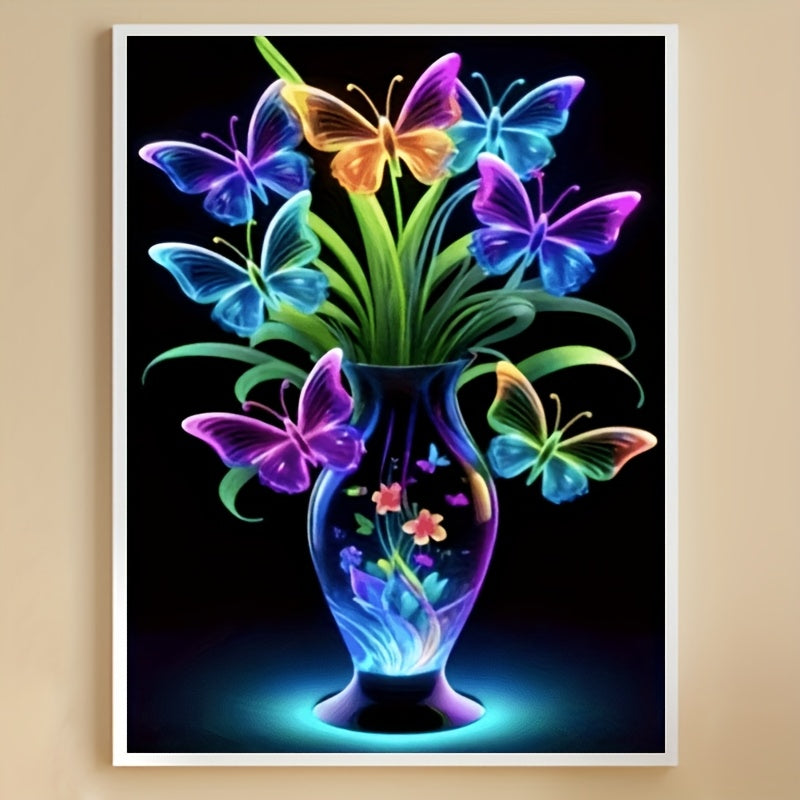 TEMU Diy Diamond Painting Kit, Round Acrylic Diamonds, Mosaic Art Craft, Beginner Friendly, Flower Theme Wall Decor, Gift Set