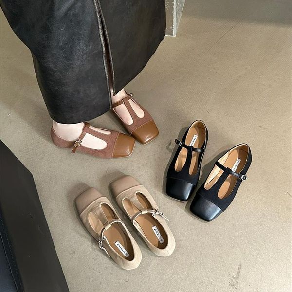 Shoes Soft Woman Flats All-Match Casual Female Sneakers Oxfords Modis Square Toe Dress Leather 2024 Comfortable Leisure Buckle S 3f7e