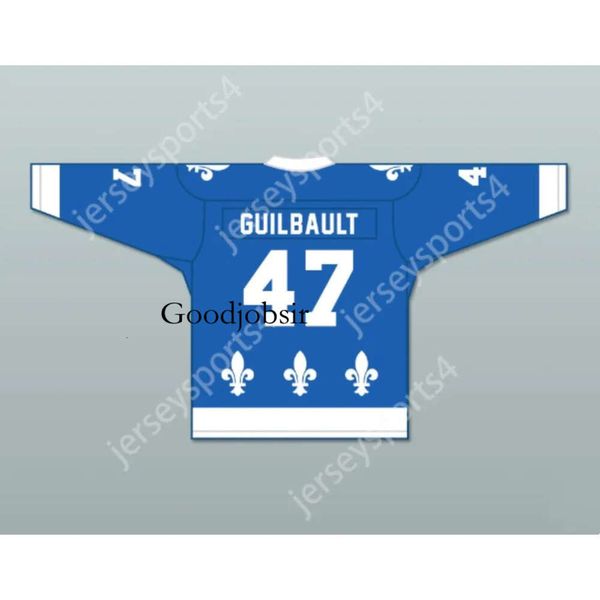 Gdsir Custom BLUE GILLES GUILBAULT 47 LE NATIONAL DE QUEBEC HOCKEY JERSEY NEW Top Ed S-M-L-XL-XXL-3XL-4XL-5XL-6XL