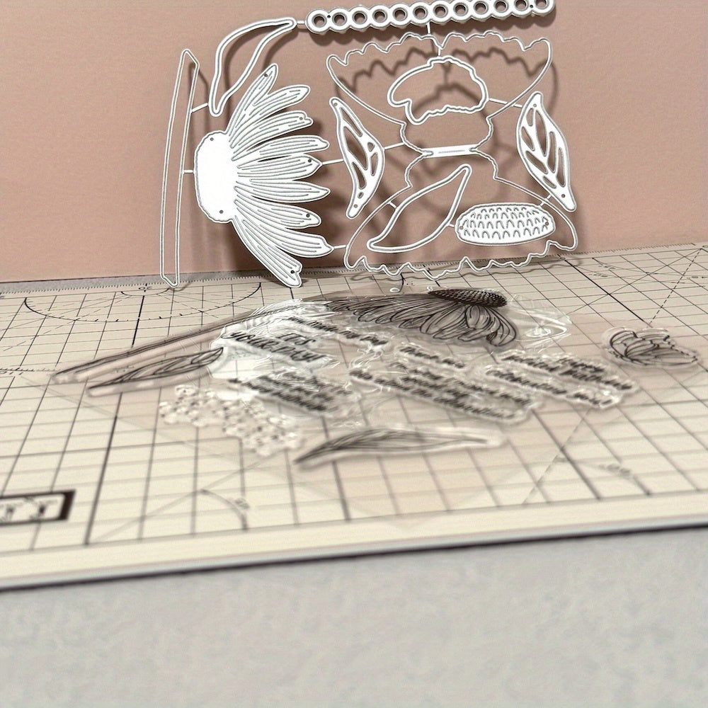 TEMU Bundle Celebration Clear Stamp And Metal Cutting Dies Sets For Diy Scrapbooking Photo Album Decorative