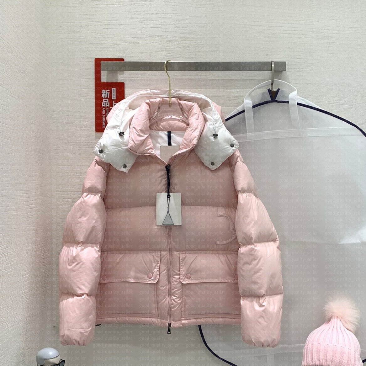 Winter Womens pink Down Jackets Designer Puffer Outdoor Outerwear Hooded Down Jacket Coat S-XL