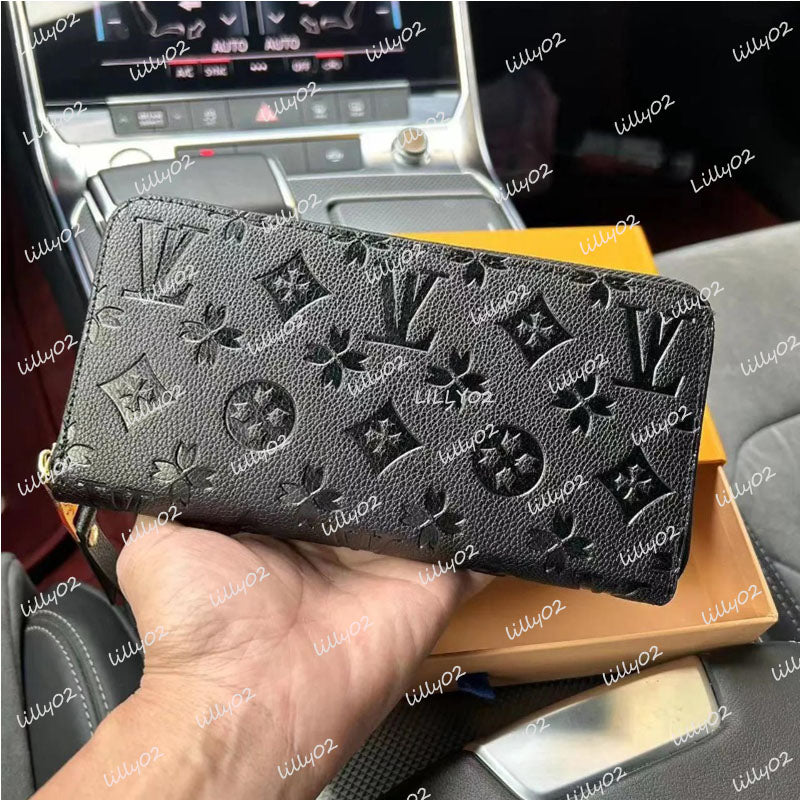 Designer wallet women mens leather zipper long card holders coin purses luxury womans shows exotic clutch wallets for men with box purse