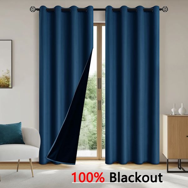 100% Blackout curtain 1pc Solid color full shading and sun protection bedroom and living room shading curtains 240824