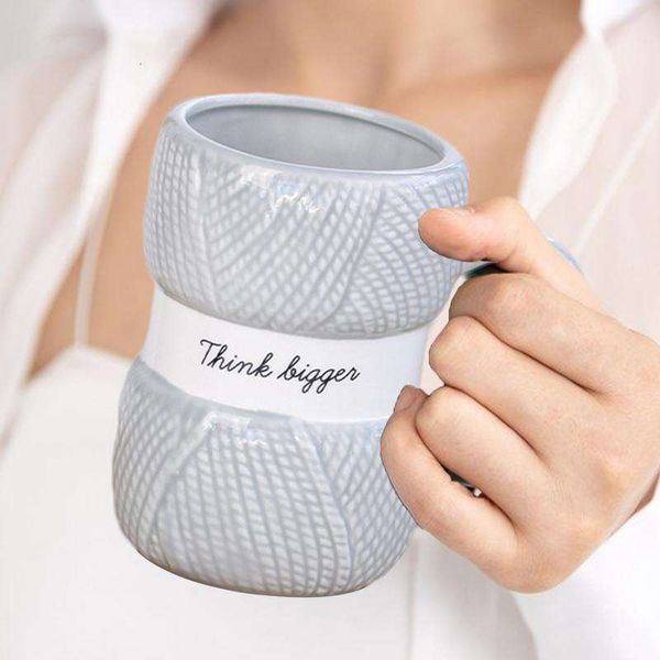Yarn Novelty Ceramic Knitting Drinking Water Cup Mugs Breakfast Milk Mug For Coffee Tea Hot Chocolate