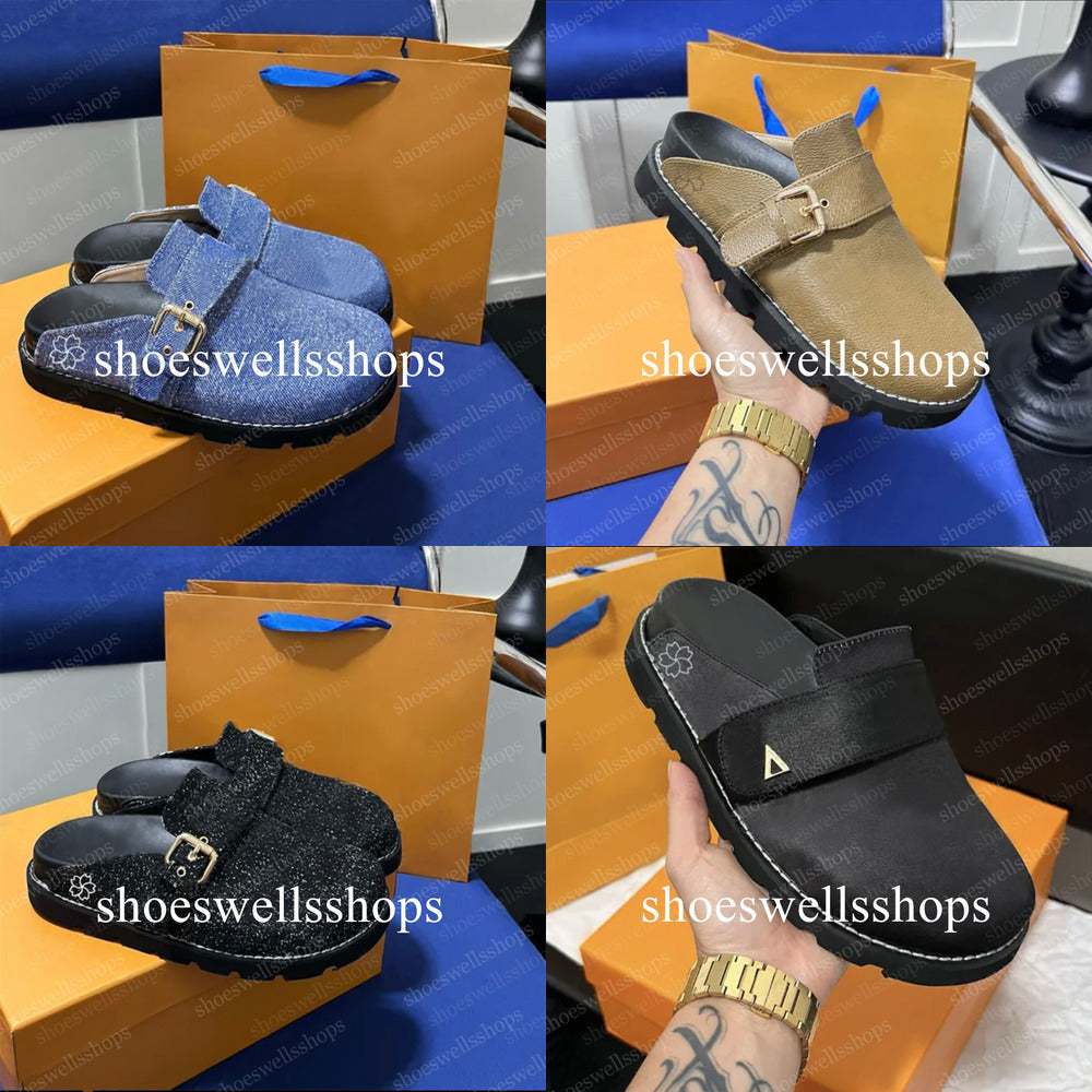 Cosy Comfort Clog Sandals scuffers Designer Women Men Flat Fur Leather Mules Platform Slippers Fashion Winter Warm Plush Slides Size 35-45 006