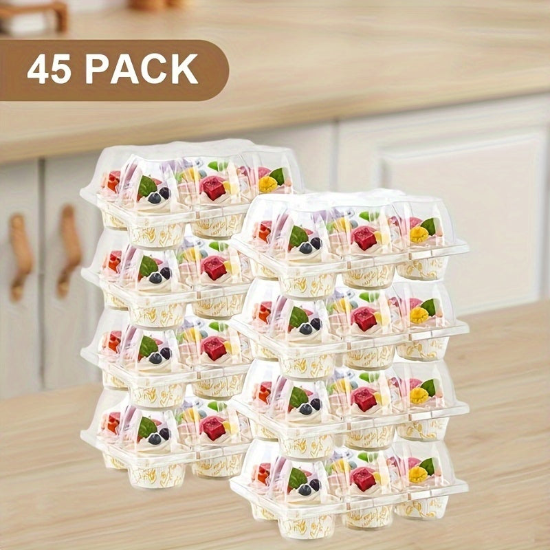 TEMU 15-45pcs 6 Count Cupcake Containers 45pcs Cupcake Holders Clear Plastic Stackable Cupcake Boxes With Detachable Tall Dome Lids For 270 Cupcakes,