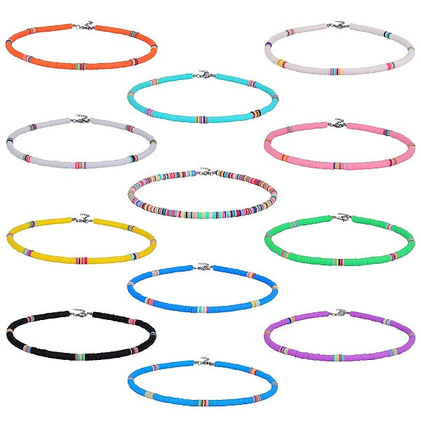 Conjunto de collares con cuentas de surfista heishi de arcilla polimérica