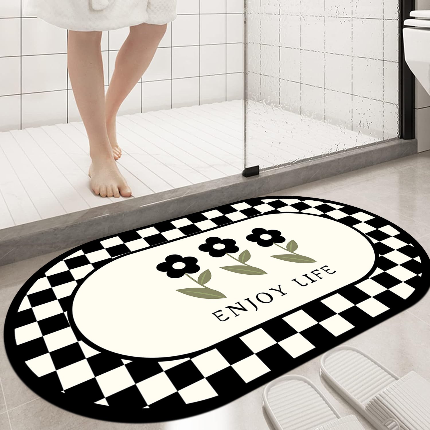 Diatom Mud Printed Carpet Bathroom Absorbent Floor Mat Door Mat Wash Basin Absorbent Quick-drying Non-slip Foot Mat