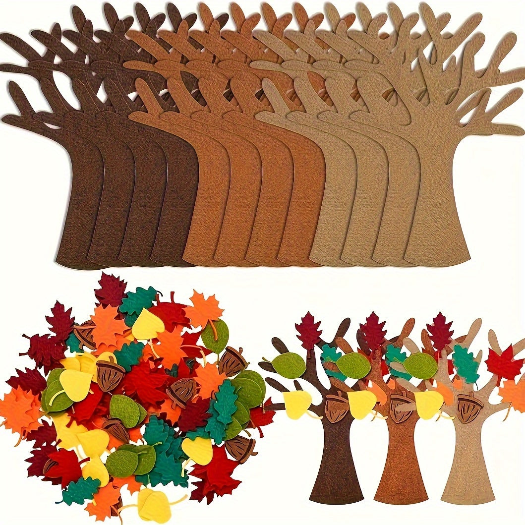 TEMU 96pcs Classic Felt Tree Craft Kit - Diy Autumn Thanksgiving Party Gift, Door Wall Hanging Decoration, No Electricity Required, Featherless,