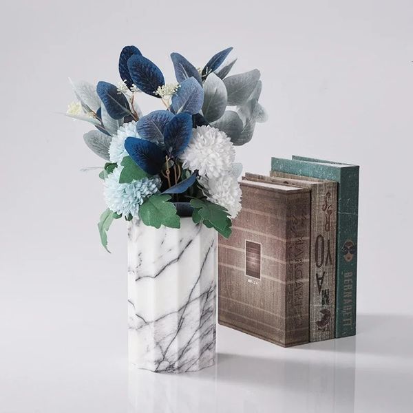 Customized Wholesale Random Grain Natural Marble Grooved Flower Carving Living Room Vase Ornament 250210