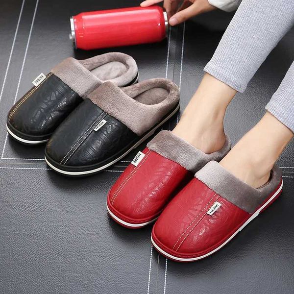 Slipper Big Size 50 51 Men Winter Warm Slippers Waterproof Wen Indoor Thick Plush Slides Casual Couples Non Slip Flats Bedro Shoes Z241030