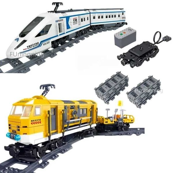 MOC QL0308 QL0318 Railway Transportation Luxury High Speed Train Model Puzzle Toy Building Blocks Childrens Education Birthday Gift W250102