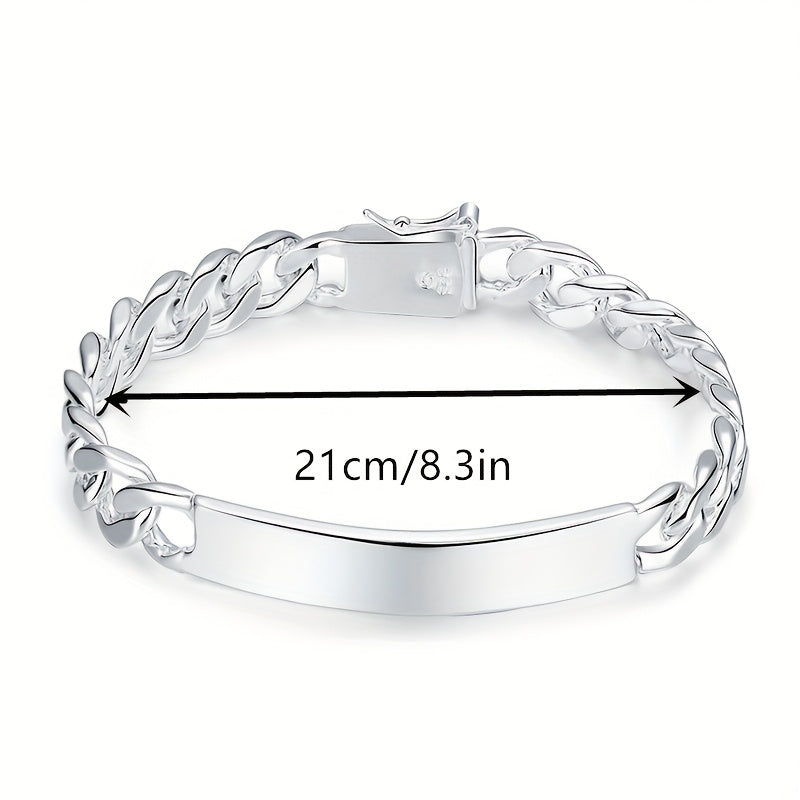 TEMU Men's Curved Simple Bracelet, Fashionable Cuban Link