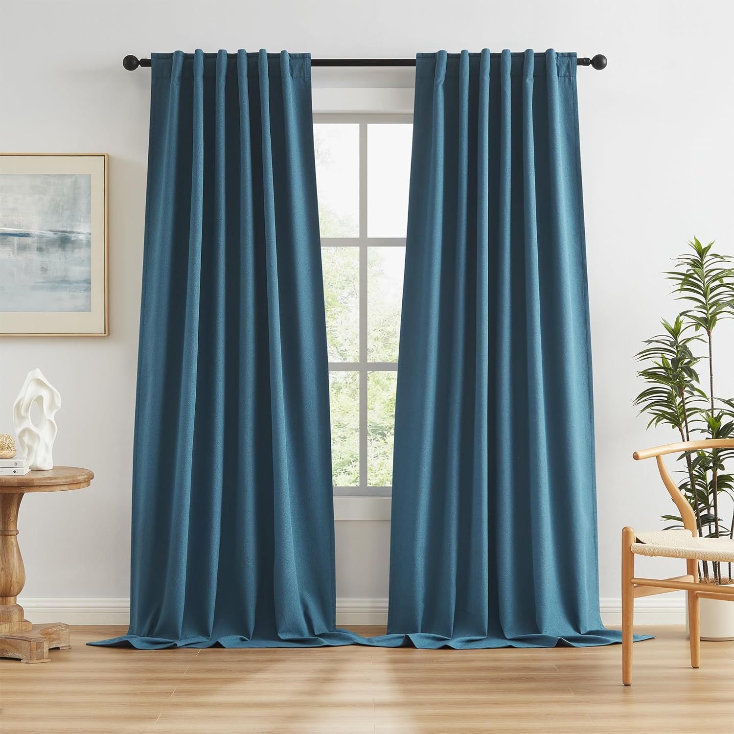 DH043 100% full blackout double-sided colored linen engineering cross-border linen cotton linen back climbing curtain finished product