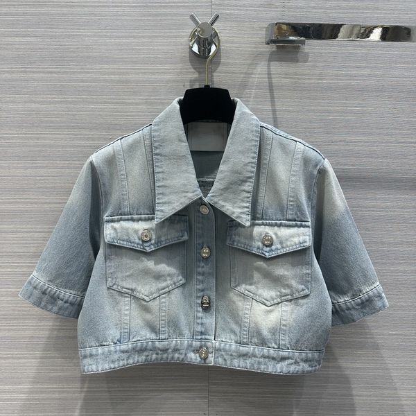 2024 New Summer Autumn Milan Runway Jackets Lapel Neck Short Sleeve Brand Same Style Coats Women&#039;s Designer Outerwear 0521-5