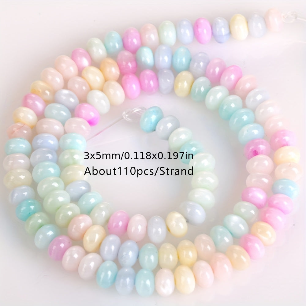 TEMU 110pcs Lomuine 3x5mm Pastel Multicolor Translucent Glossy Abacus Wheel Shell Beads - Uniform Smooth Beads For Making, Bracelets, Necklaces &