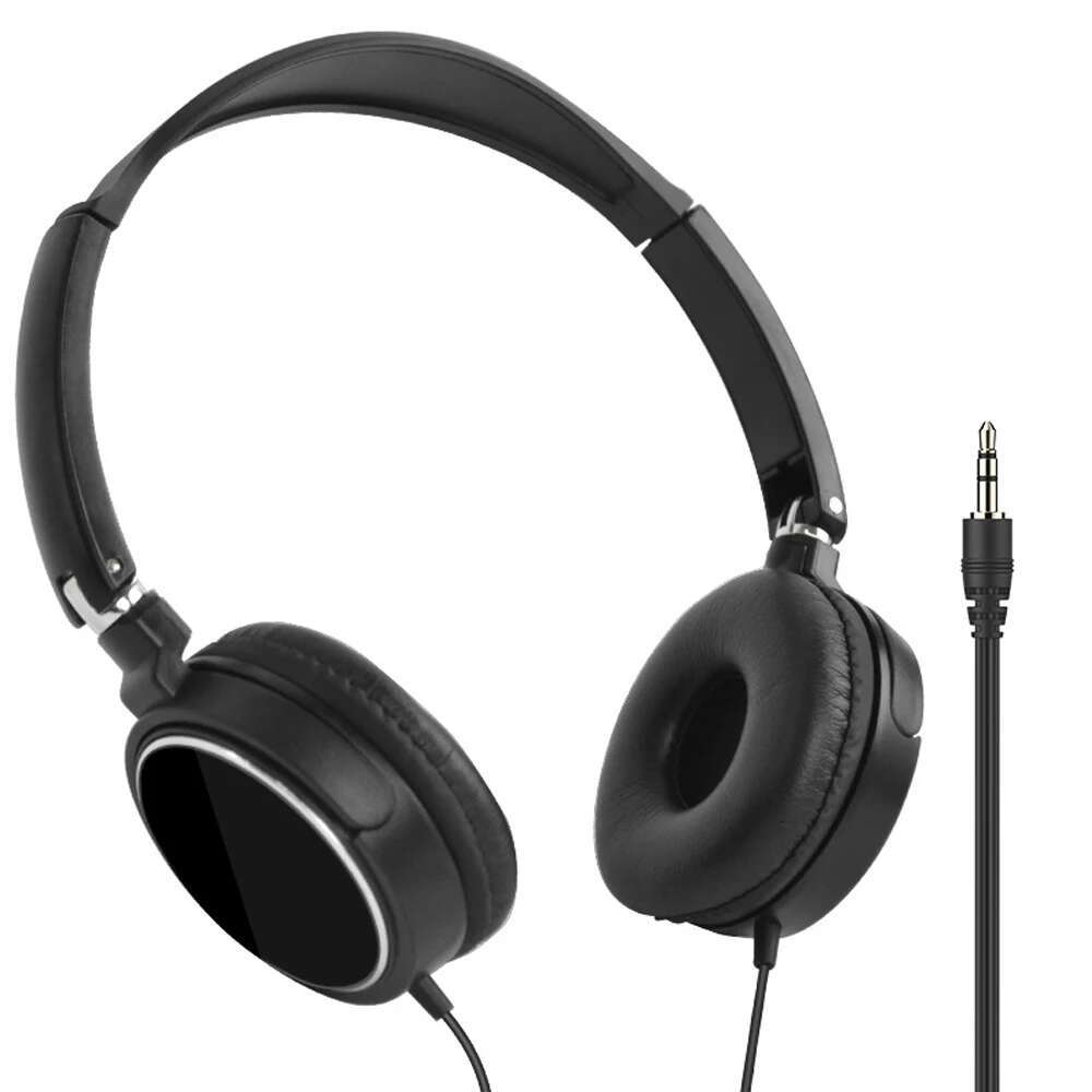 Over Ear Wired Portable Audio Bass HiFi Stereo 3.5mm Headsets Adjustable Black White Foldable Headphones Mobile Phone