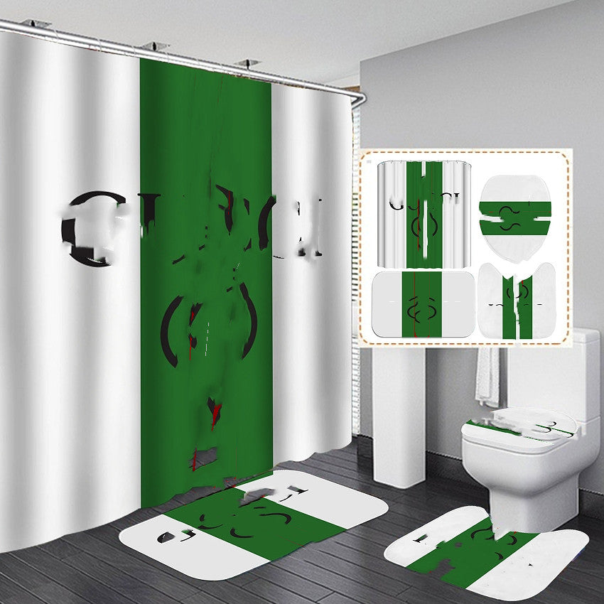 Simple Shower Curtain Set Bathroom Bathing Screen Antislip Toilet Lid Cover Carpet Rugs Kitchen Home Decor