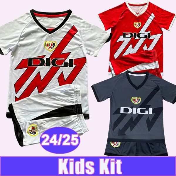 24 25 Rayo Vallecano Kids Kit Soccer Jerseys NTEKA ALVARO BALLIU ISI ARIDANE CHAVARRIA OSCAR TREJO Home Away 3rd Football Shirts Adult Unifo