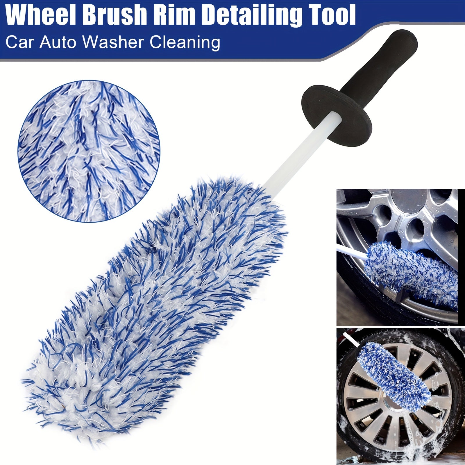 TEMU 17" Car Wheel Cleaning Brush Rims Tire Wash Auto Detailing Tool Kit For Auto Detailing Enthusiasts