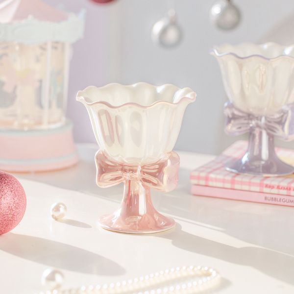 Sy Bow Ceramic Ice Cream Sobremsert Copo High Beauty's Heart Birthday Companion Presente Caneca (873a) Com tampa e colher para uso doméstico