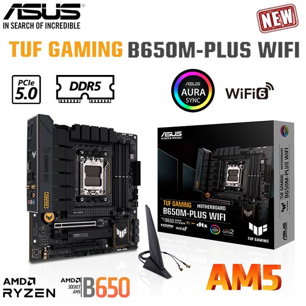 ASUS Socket AM5 TUF GAMING B650M-PLUS WIFI Motherboard Support AMD Ryzen 7000 Series DDR5 128GB PCIe 4.0 M.2 SSD Places-Me New