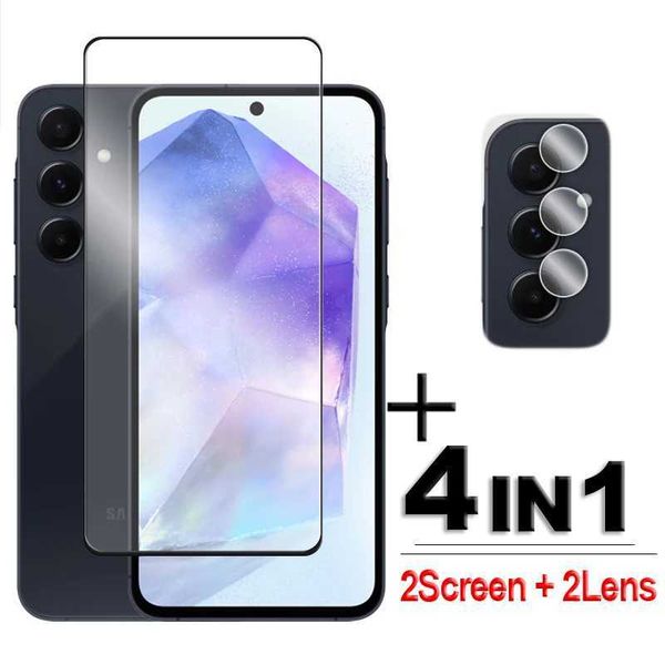 Cell Phone Screen Protectors For Samsung Galaxy A55 5G Glass For Samsung A05s A05 A15 A25 A35 A55 Tempered Glass 2.5D Full Cover Glue Screen