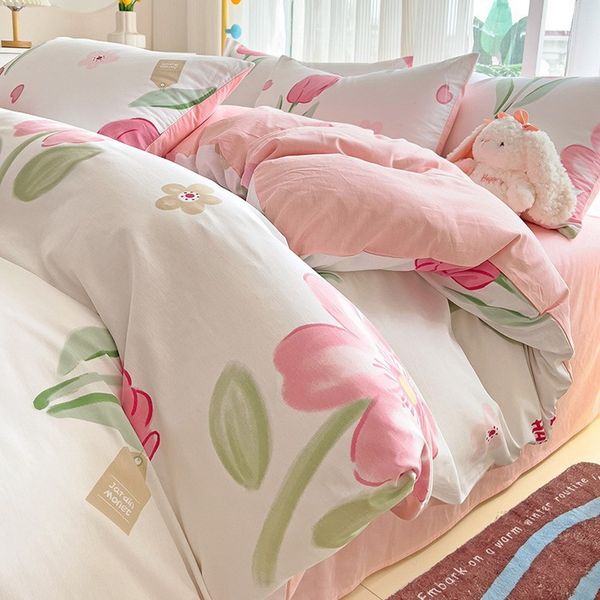 C25 Single Bed Pure Cotton Duvet Cover with Matching Pillowcases - Cute Countryside Design