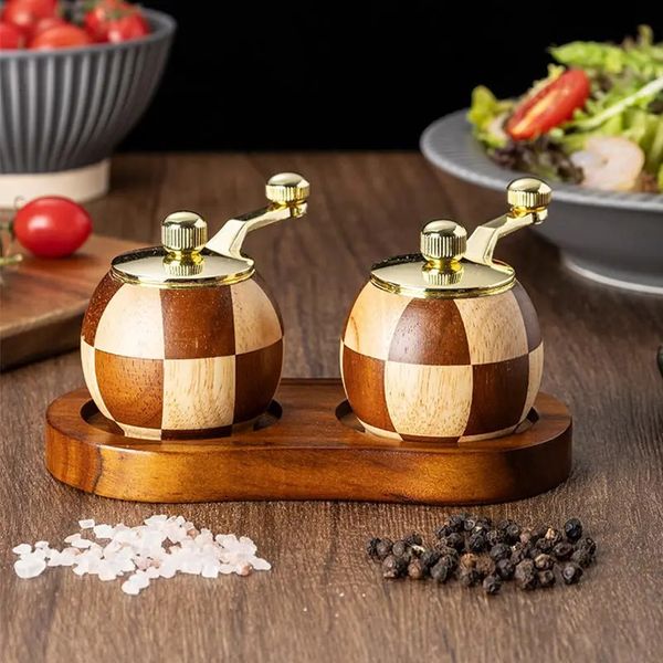 Spherical Pepper Grinder SetsHand Cranked Mini Ceramic Core Pepper MillsSea Salt Multi-purpose Seasoning Bottle Grinder Tool 250211