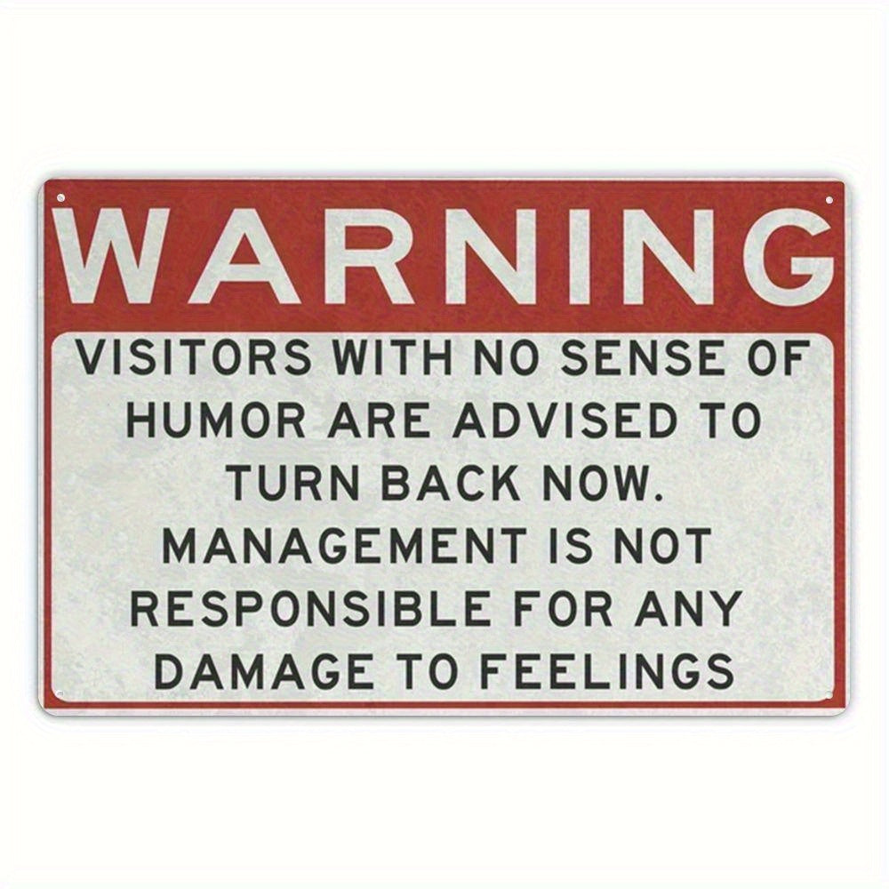 TEMU 2d Flat - 1pc 12x8 Inch Aluminum Sign - "warning: With Of Humor Are Advised To Now" - Rustic Metal Wall Decor For Home, Garage, Or Store, Metal