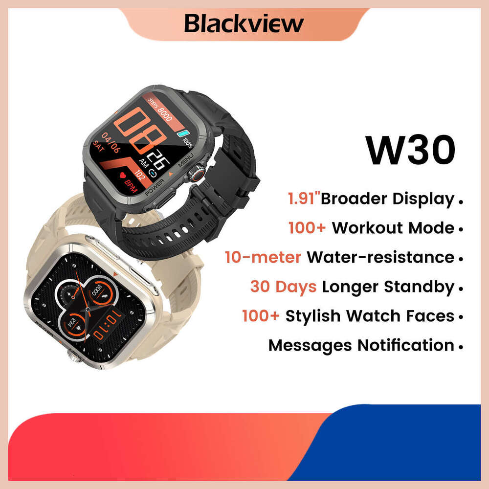 Blackview W30 Smartwatch 1.91&quot; 320*380 Display 300mAh Bluetooth calg Message Alert Health Monitoring sports Waterproof Watch