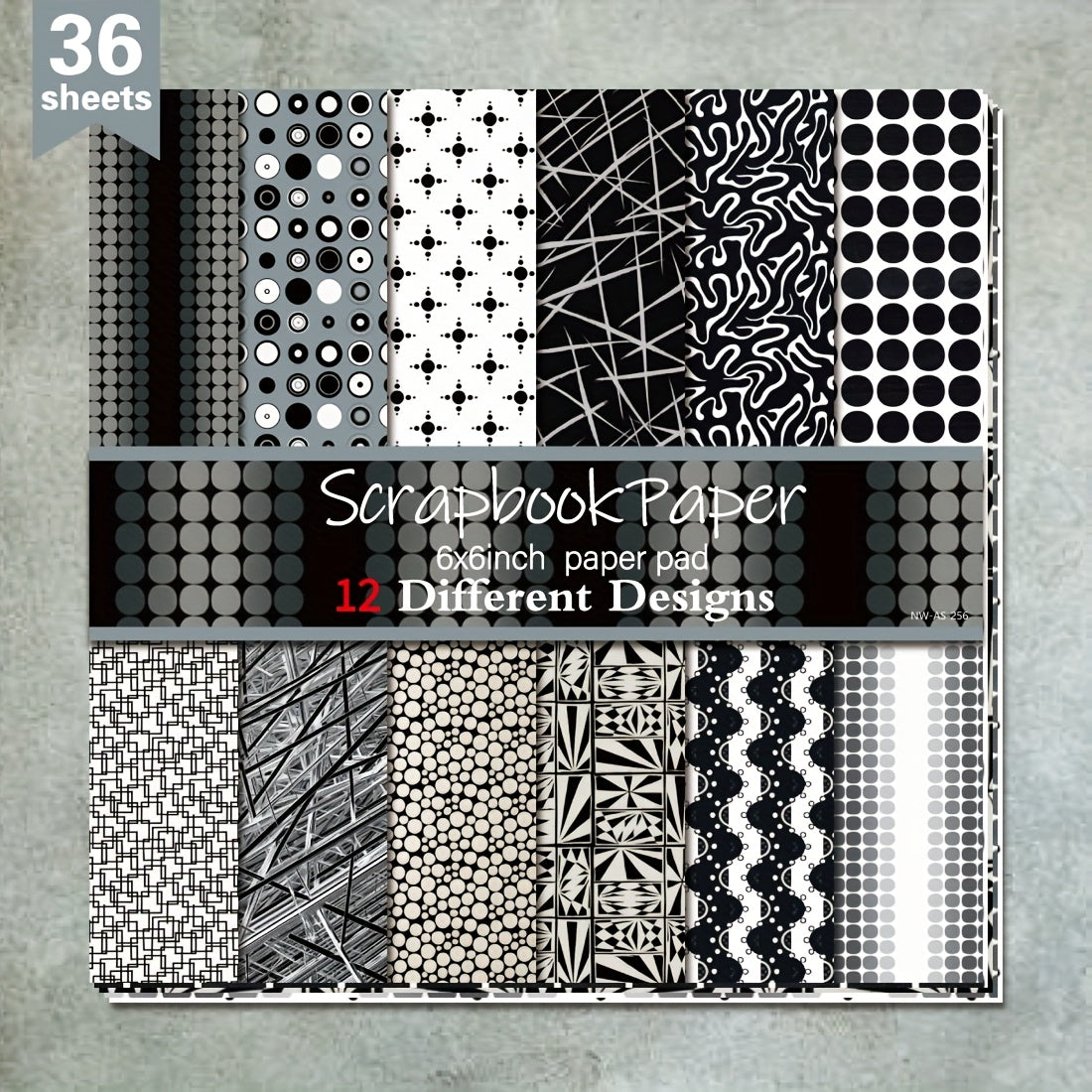 TEMU 36pcs Elegant Black & White Paper Pad - 6x6" Art For Scrapbooking, Card Making, And Gift Wrapping, Diary Scrapbooking Supplies Kit, Aesthetic ,