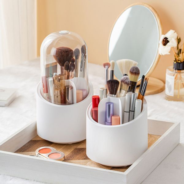 Storage Boxes Bins 360 ° rotary cosmetic brush storage box portable desktop cosmetics organizer lipstick eye shadow pen holder 230410