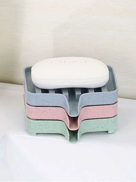1pc Solid Color Soap Box Soap Drain Dish For HouseholdT250116