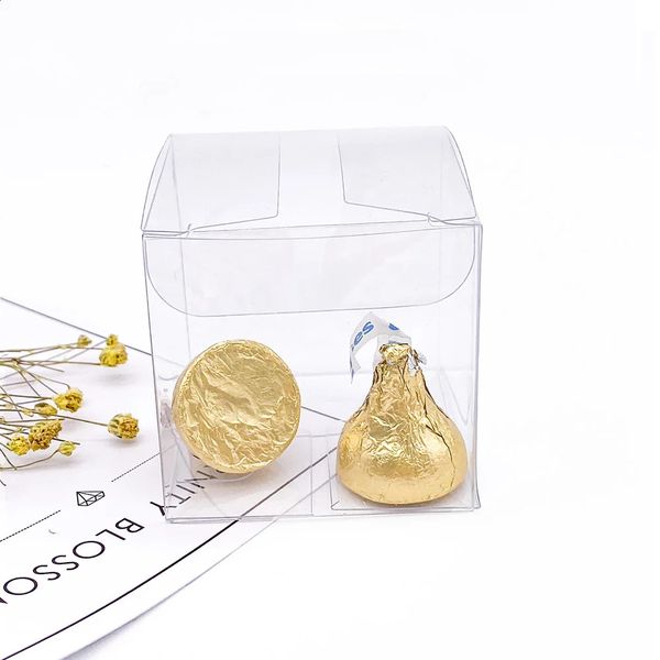 50Pieceslot Clear Square Wedding Favor Gift Box PVC Transparent Party Candy Bags Chocolate Boxes 5x5x5cm caja de dulces 240829