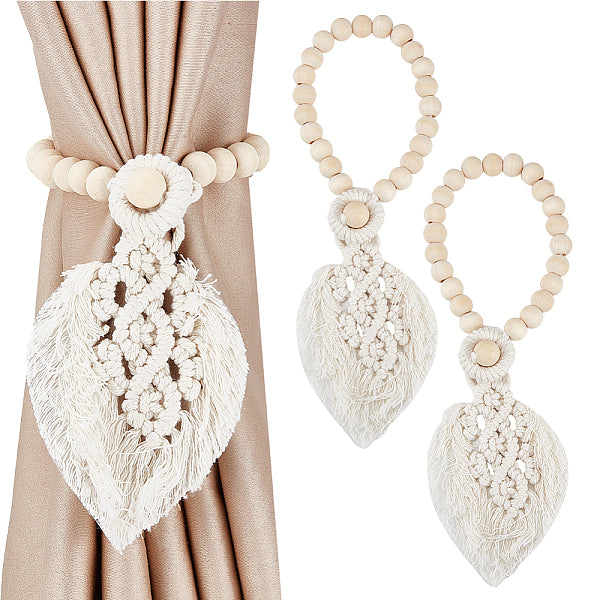 Cotton Macrame Leaf Tassel Curtain Tiebacks
