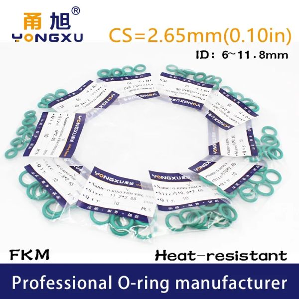 10PCS-lot Green FKM Fluorine Rubber O-rings Seals 2.65mm ID6-7.1-7.5-8-8.5-9-9.5-10-10.6-11.2-11.8*2.65mm ORings Gasket Washer