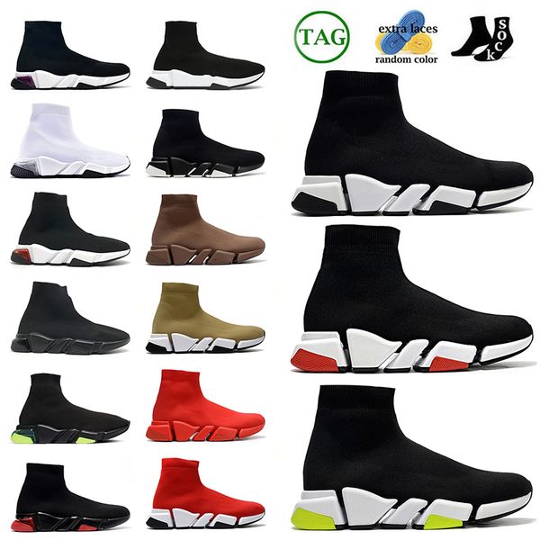 Designer Socks Casual Shoes Platform Mens Womens Mesh Knit Speed 2.0 1.0 Trainer Triple Black White Paris Boots Runner Sneakers Tennis Loafe